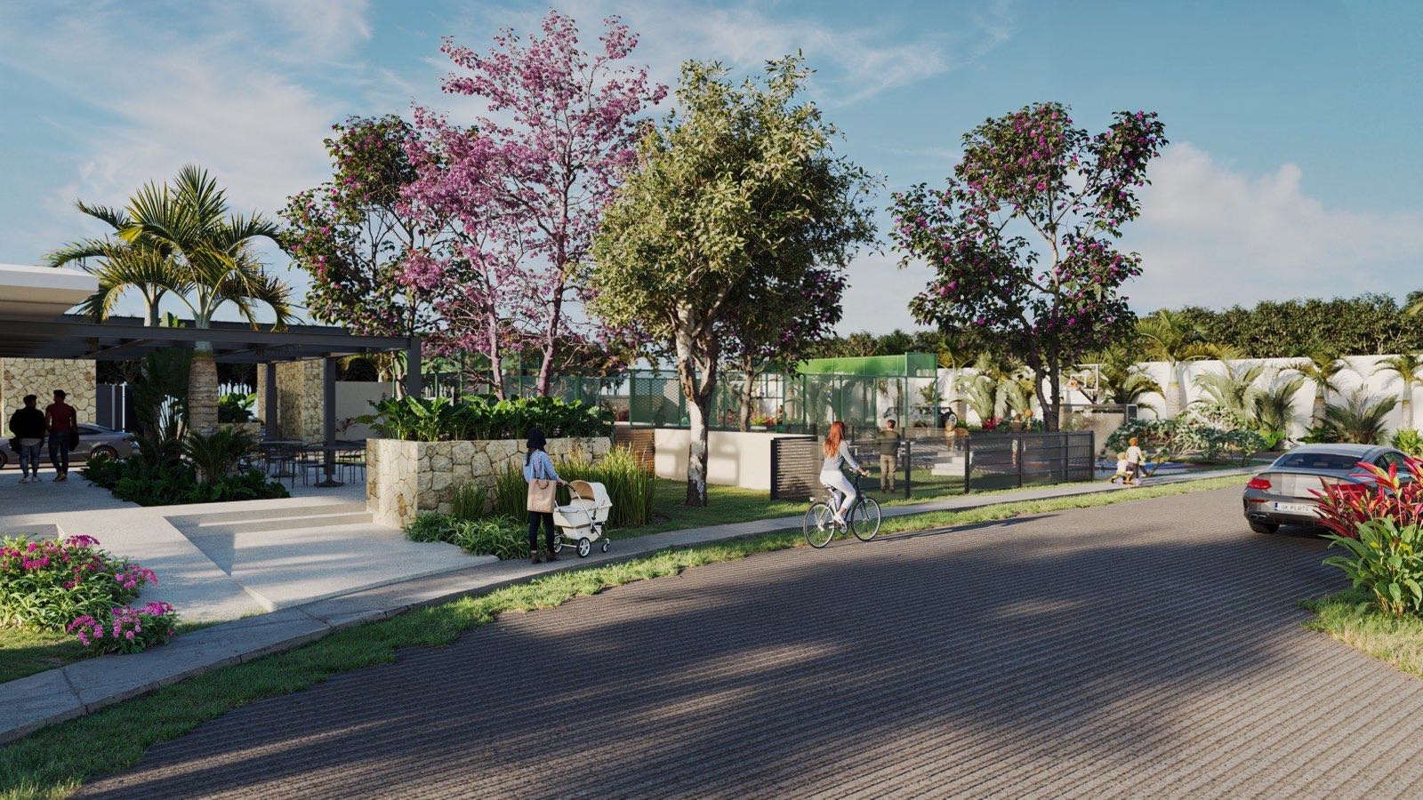Render de áreas verdes y vialidades