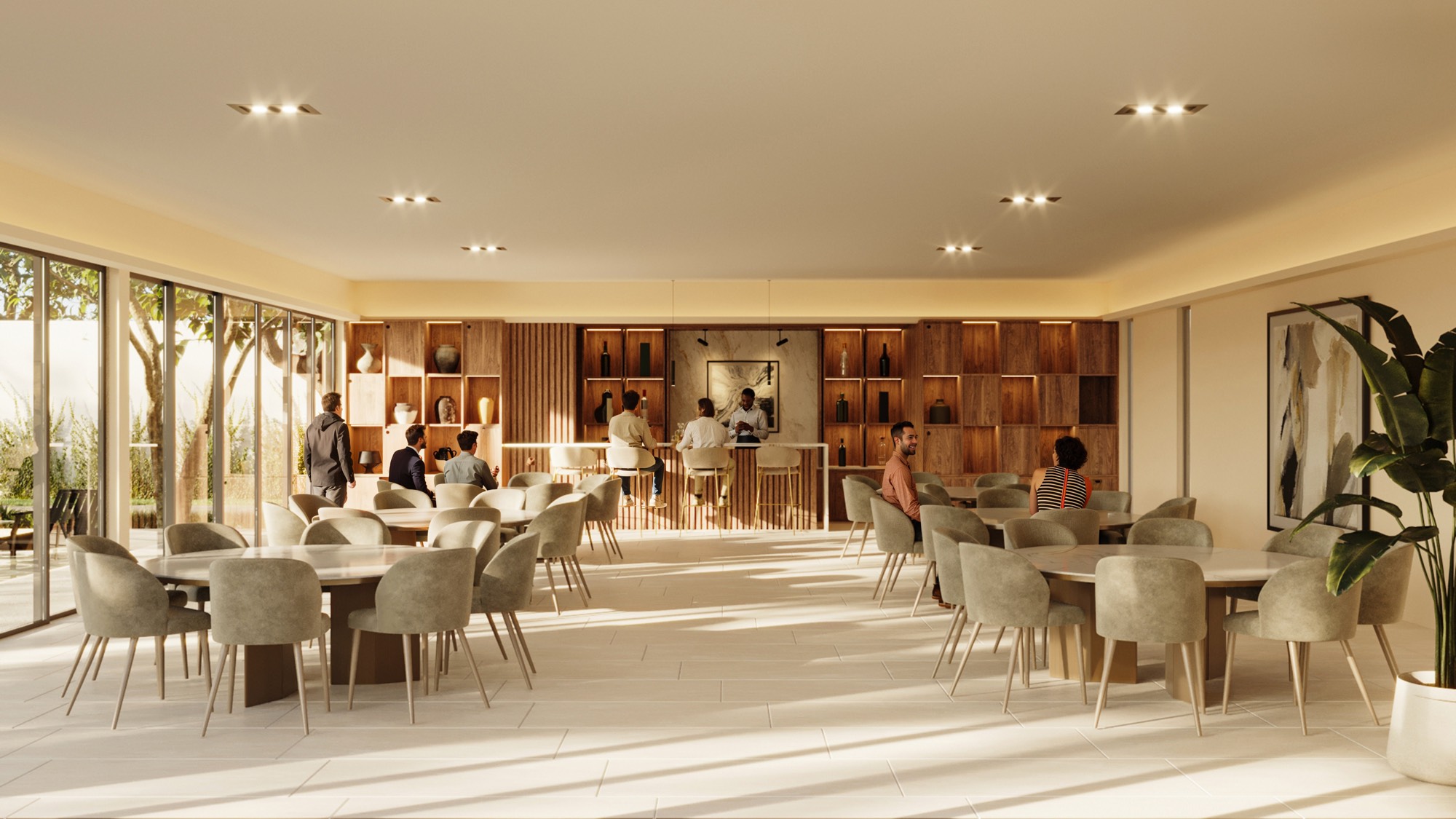 Render del salón de usos múltiples